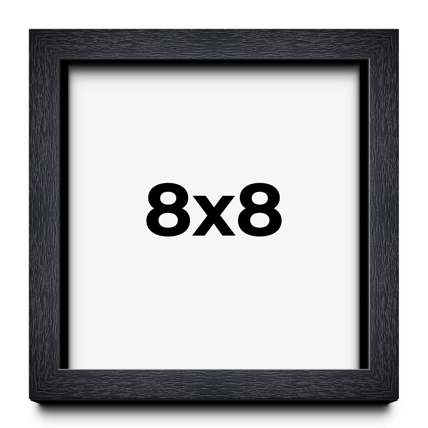 8x8 Shadow Box 1" Depth Black Picture Frame - UV Acrylic, Backing, Hanging Hardware