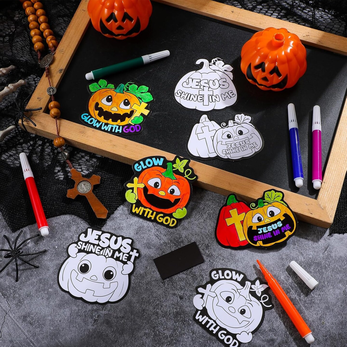 Color Your Own Christian Magnet Crafts DIY Coloring Magnet Ornaments Sunday School Crafts for Art Party Gift(Halloween Pumpkin)