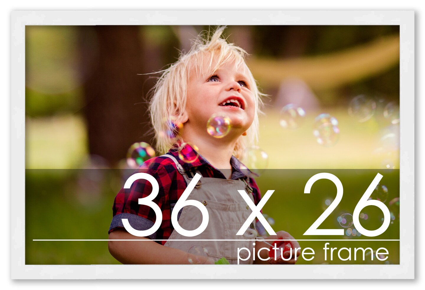 36x26 Solid Wood Picture Frame with UV-Resistant Acrylic & Acid-Free Backing, Available in 6 Finishes: Matte Black, Matte White, Metallic Bronze, Silver, Natural Wood Grain & Mahogany