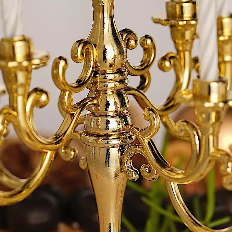 5" tall 9 Arm Mini Candelabra Cake Topper with Candles Wedding Party Supplies