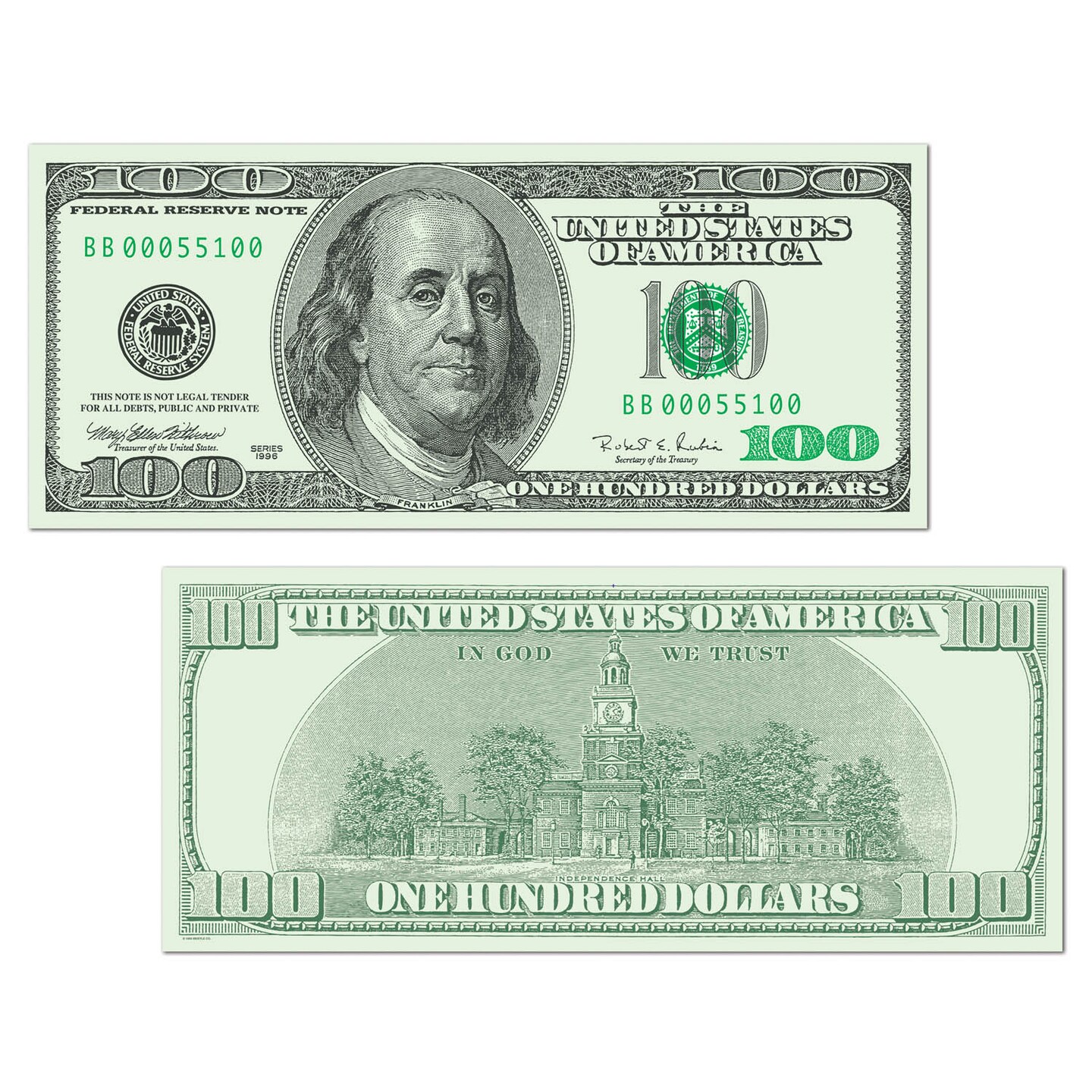 Beistle 7&#xBD;in. x 17&#xBD;in. Big Bucks Cutout $100 Bill - 24 Pack