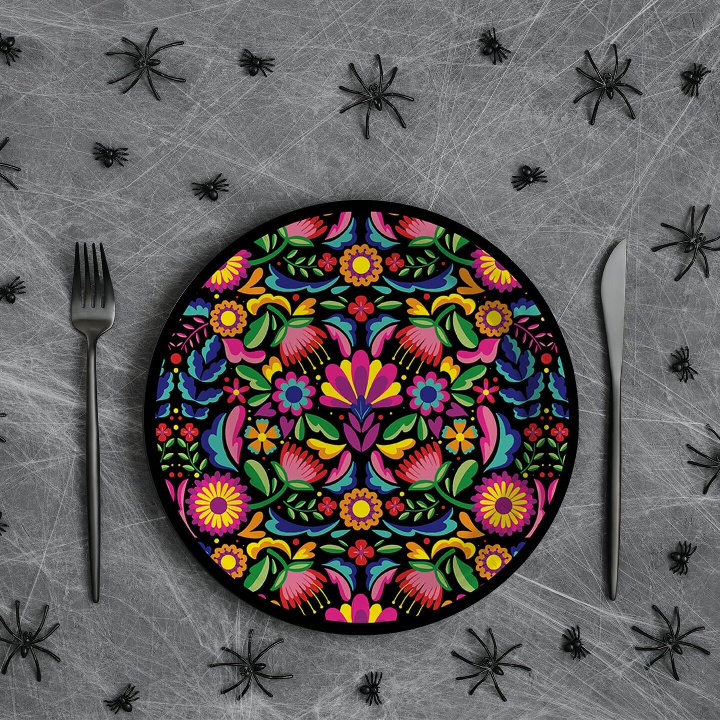 40Pcs Halloween Paper Plates, Halloween Day of The Dead Mexico Skulls Plates for Party Birthday Holiday Dinner Event Disposable Tableware Supplies Decor, 9lnch