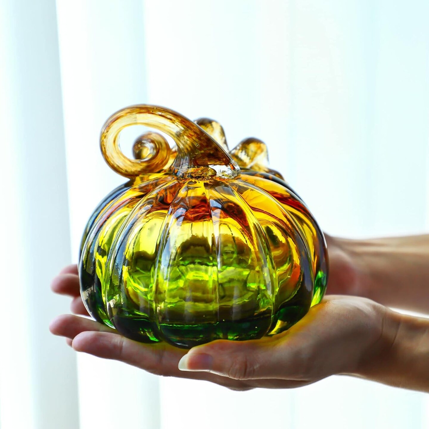 Hand Blown Glass Pumpkin Figurines Collectibles Fall Pumpkin for Decorations