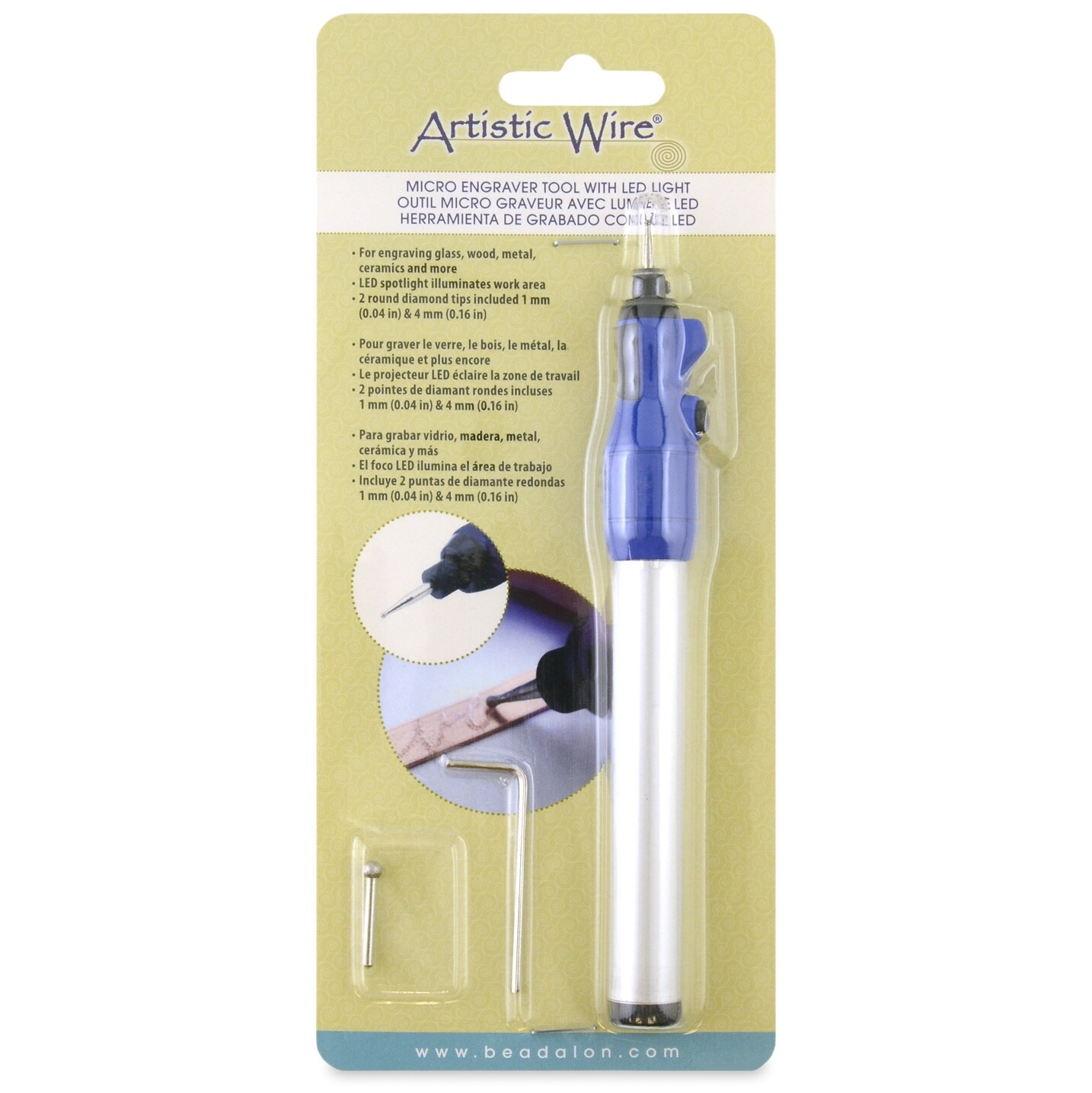 Artistic Wire Micro Engraver Tool With LED Light-With 2 Tips