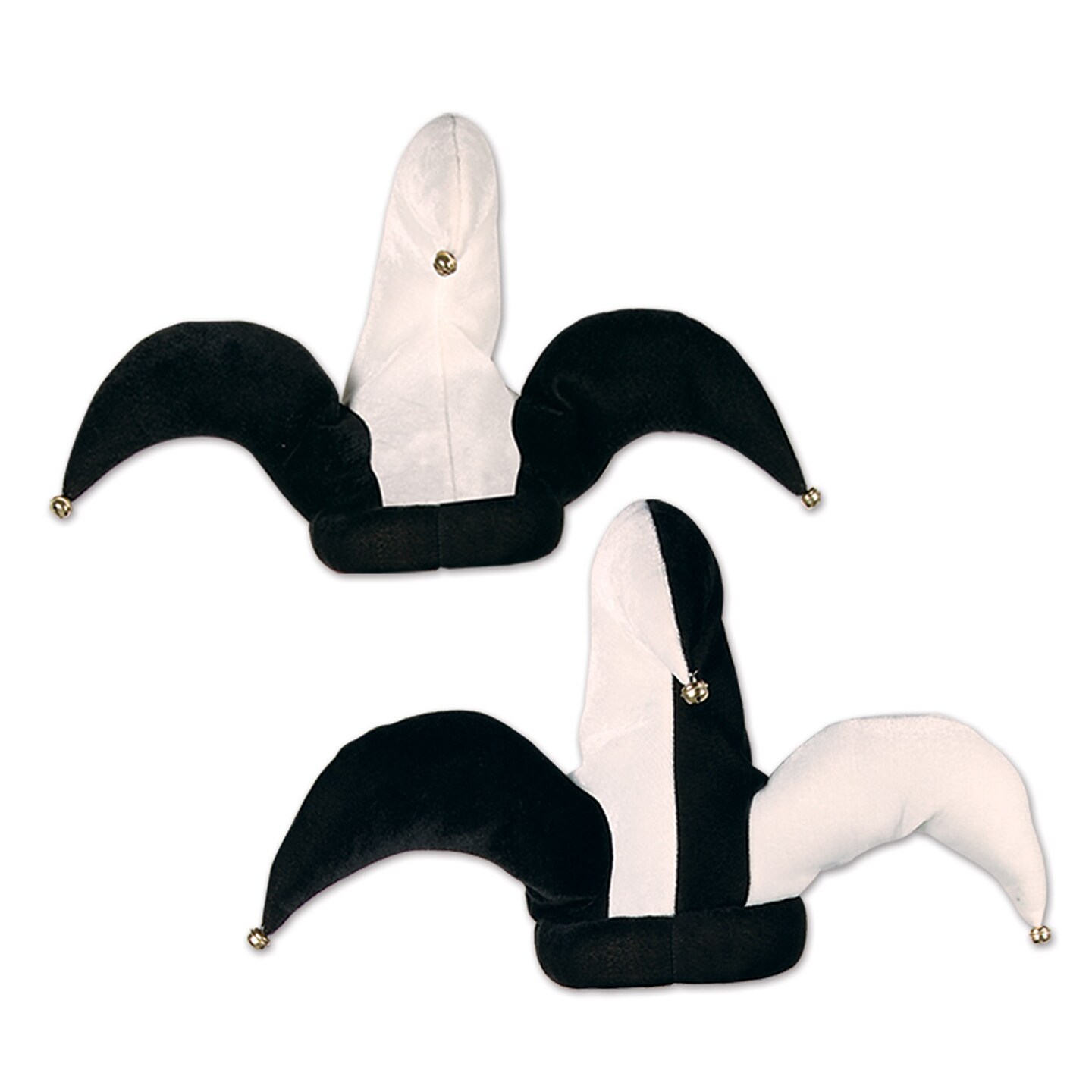 Beistle Plush Black &#x26; White Jester Hats - 6 Pack