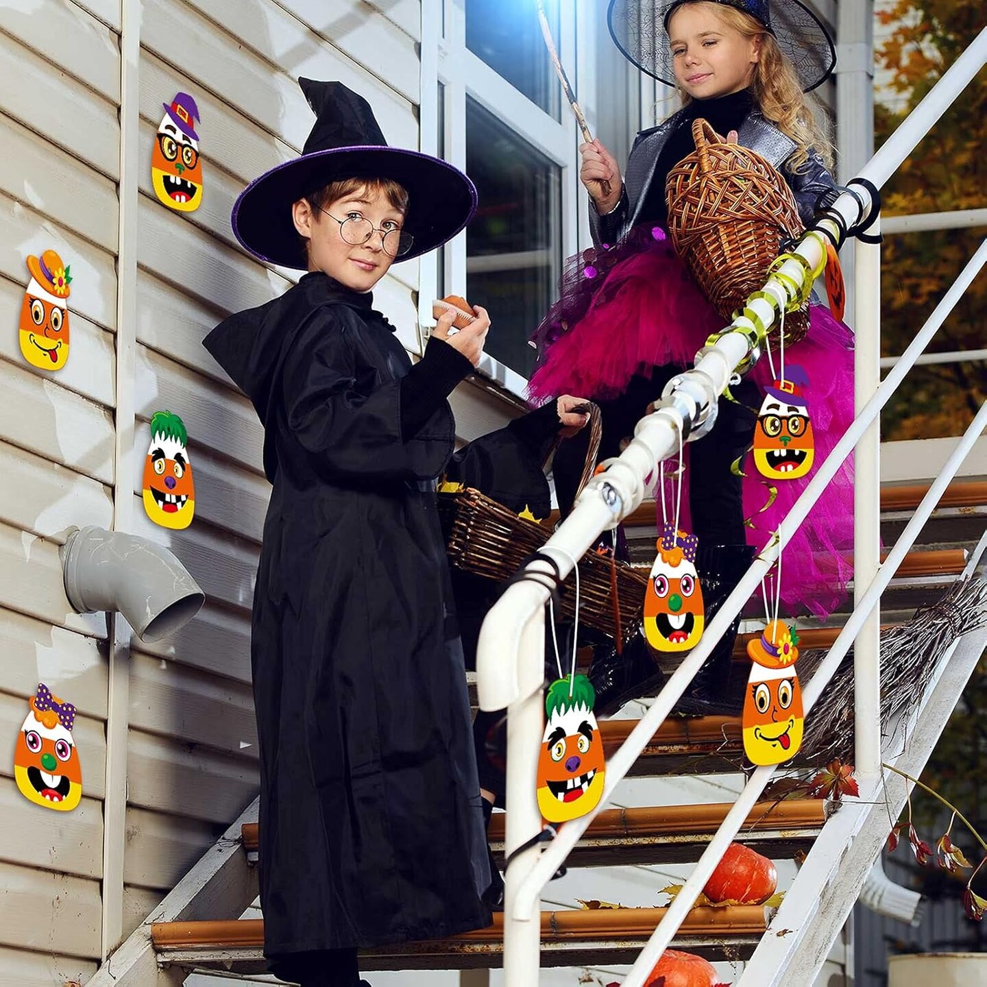 Kids Halloween Activities DIY Handicraft Fun Home Activities for Birthday Activities Party Supplies Classroom Arts, 4 Styles (48 Sets)