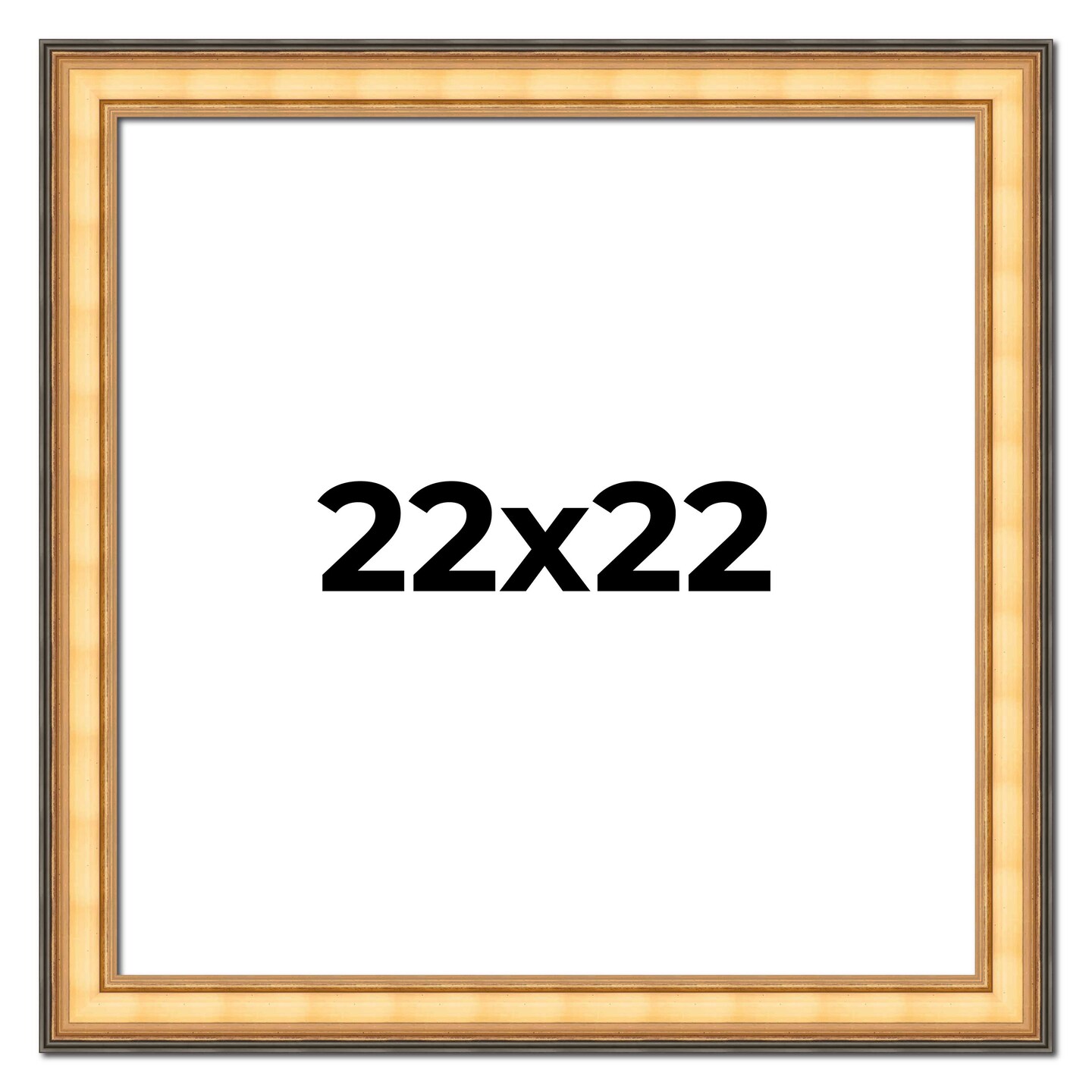 Square Traditional Gold Picture Frame - UV Acrylic, Foam Board Backing, Hanging Hardware