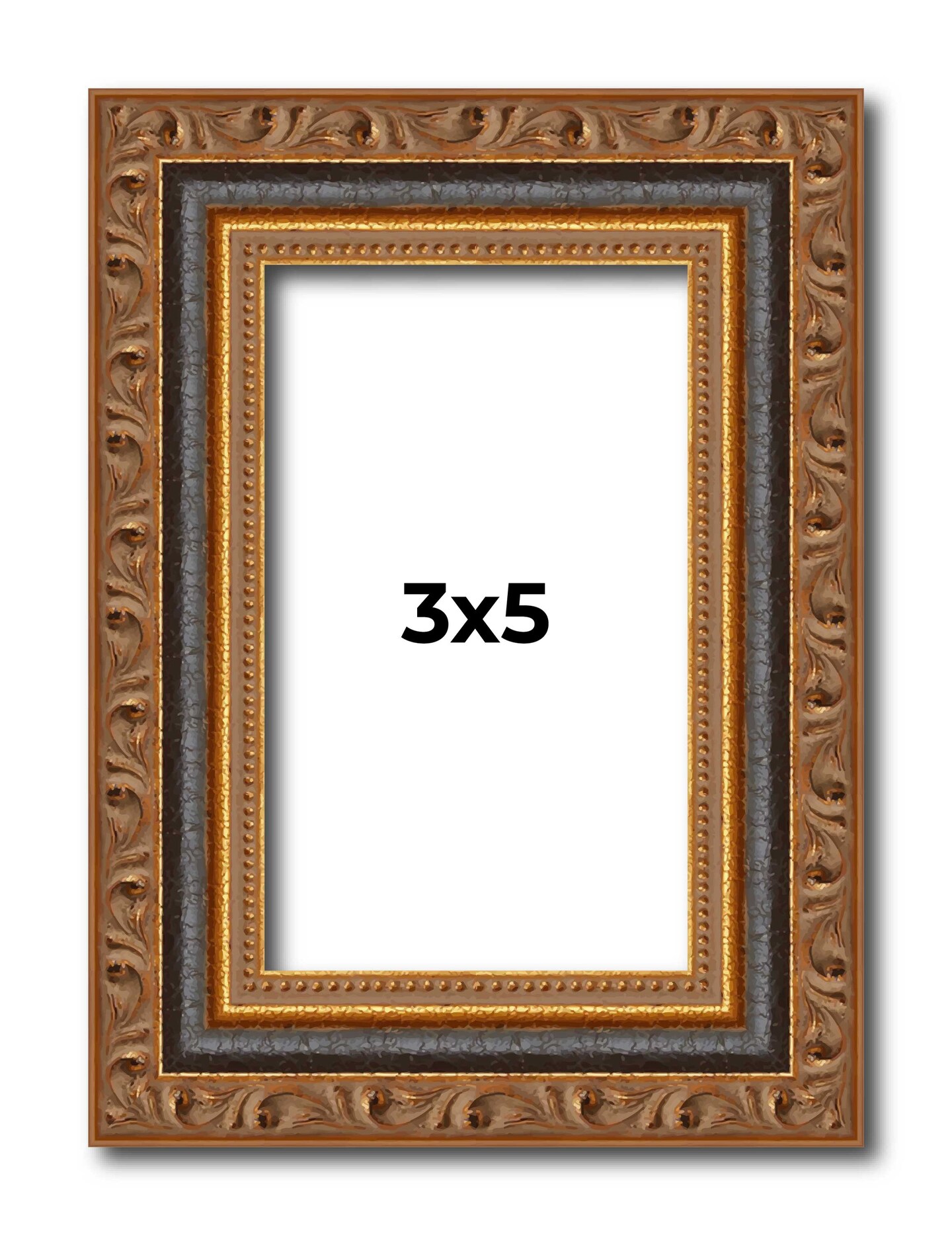 3x5 Classic Gold Picture Frame - UV Acrylic, Foam Board Backing, Hanging Hardware