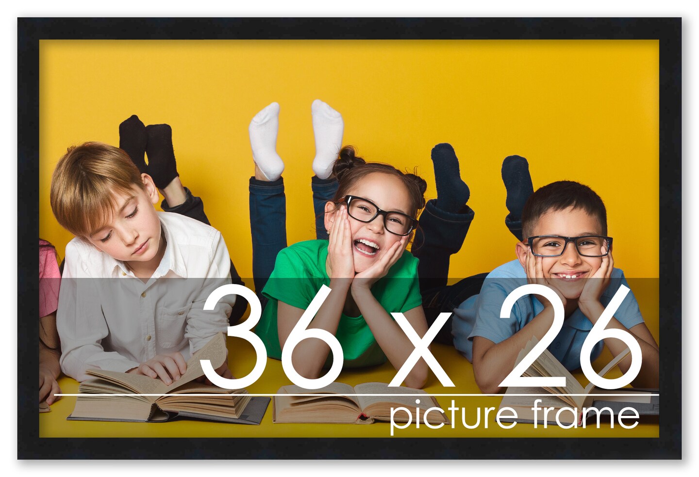 36x26 Solid Wood Picture Frame with UV-Resistant Acrylic & Acid-Free Backing, Available in 6 Finishes: Matte Black, Matte White, Metallic Bronze, Silver, Natural Wood Grain & Mahogany