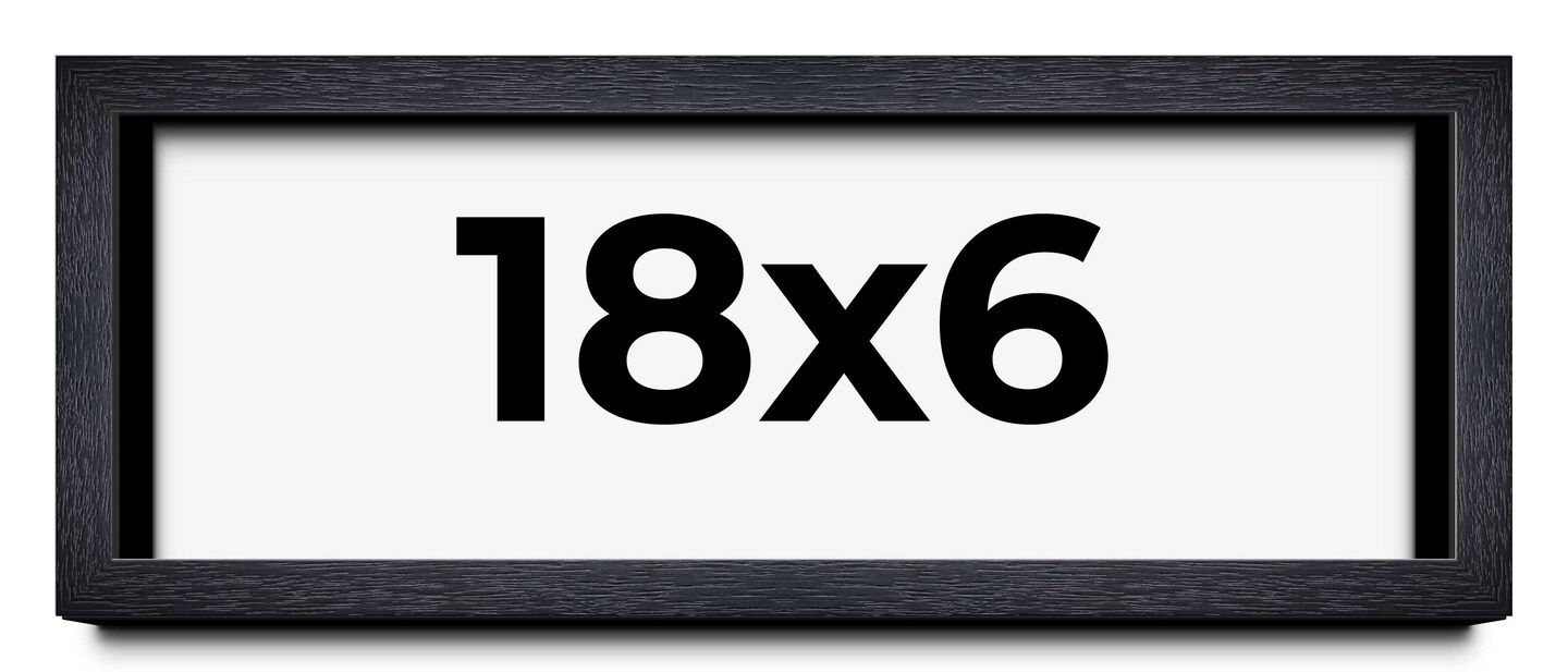 Panoramic Shadow Box 1" Depth Black Picture Frame - UV Acrylic, Backing, Hanging Hardware