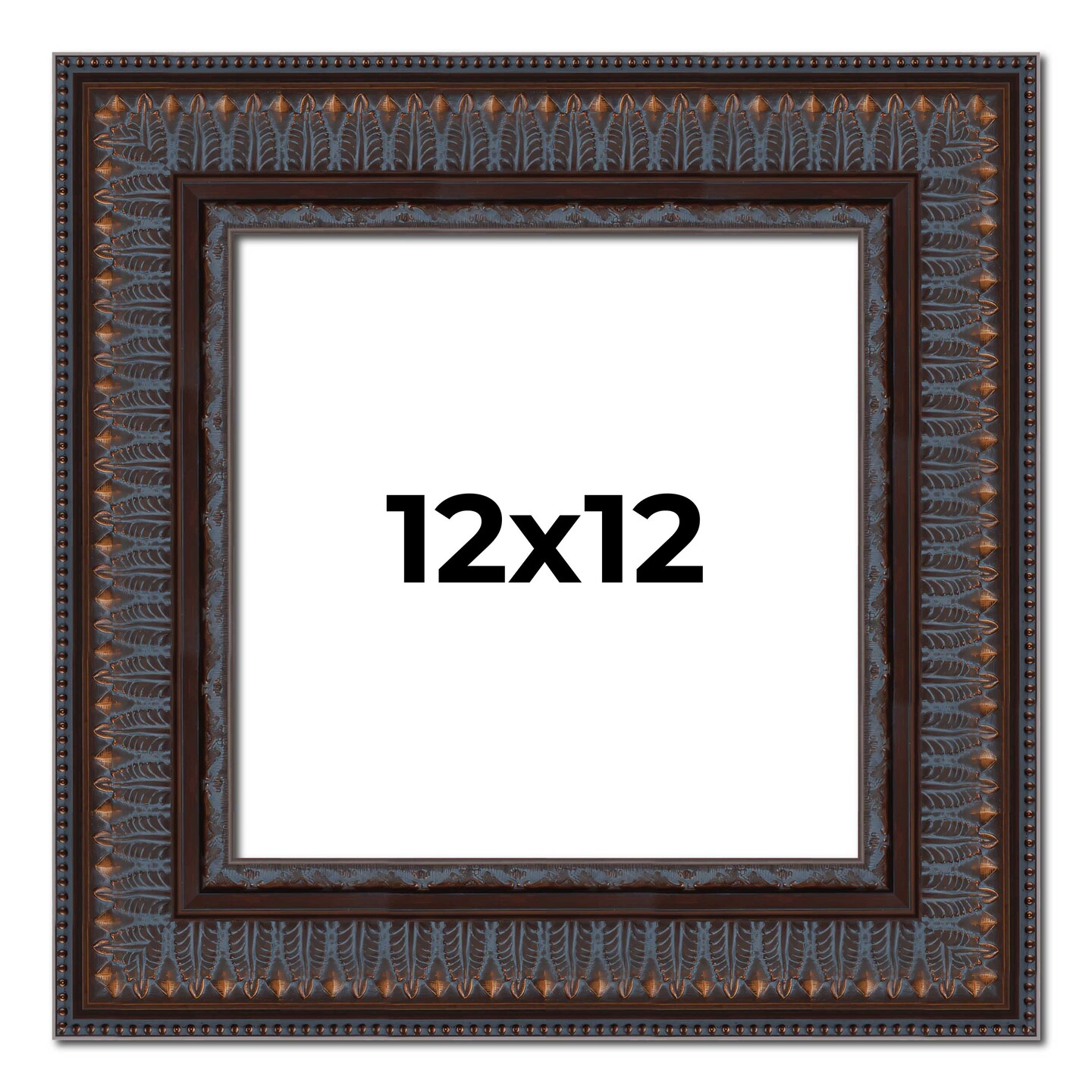 12x12 3.5&#x22; Wide Ornate Picture Frame with UV-Resistant Acrylic &#x26; Acid Free Backing, Available in 2 Finishes - Black and Brown