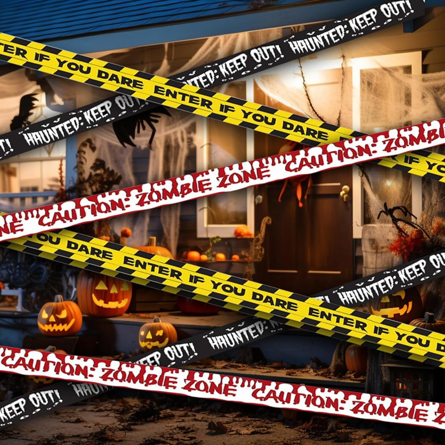 Halloween Zombie Caution Tape &#x26; Zombie Posters Pack, Fright Tape Bundle for Zombie Party or Halloween Party
