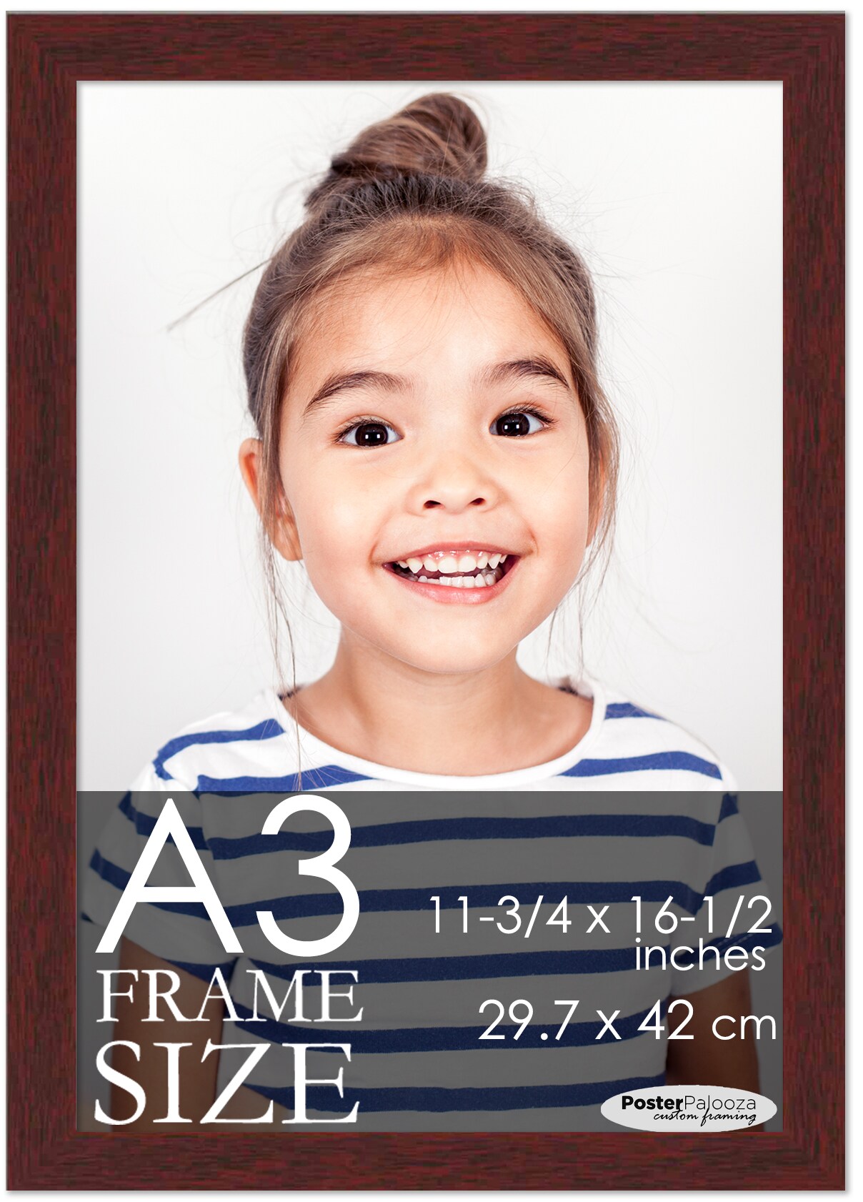 A3 Picture Frame (11.75 x 16.5 inches) – Solid Wood Frame with UV Acrylic in 5 Colors (Brown, Black, White, Silver, Bronze)