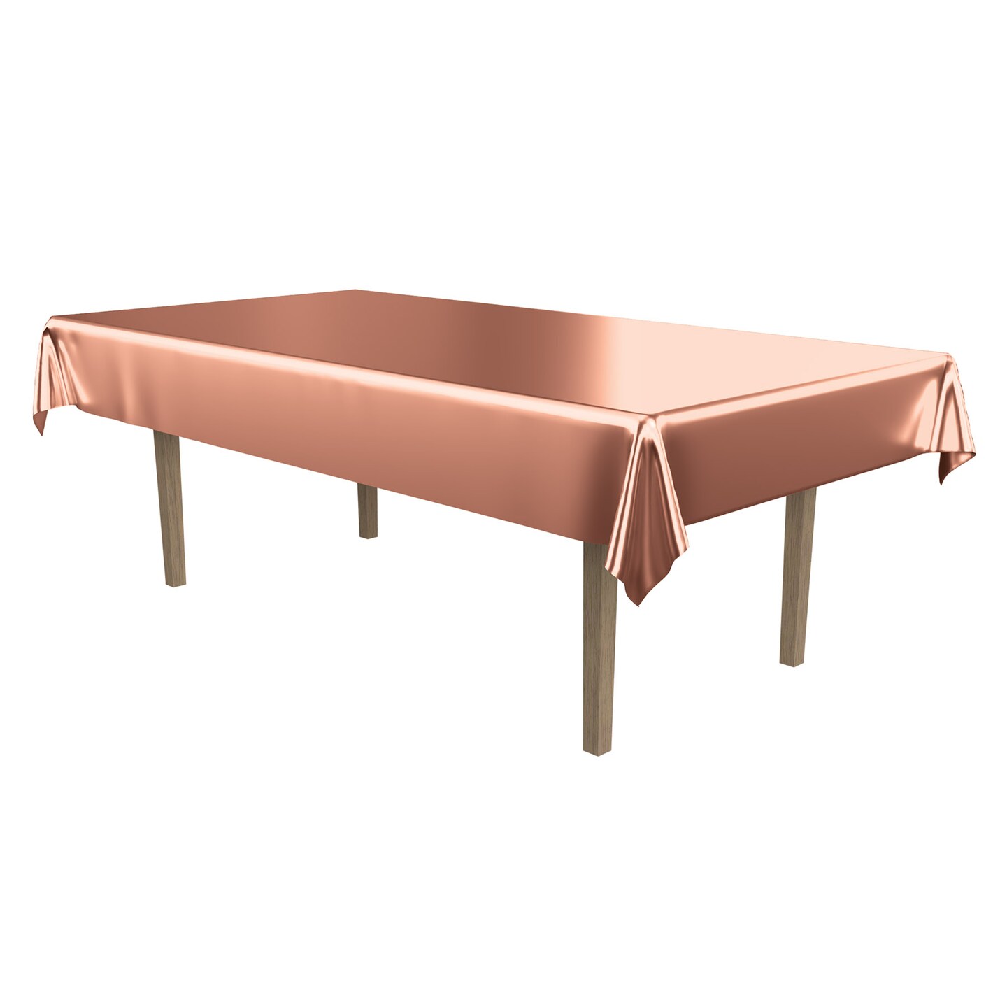 Beistle 54in. x 108in. Rose Gold Metallic Rectangular Tablecover - 12 Pack