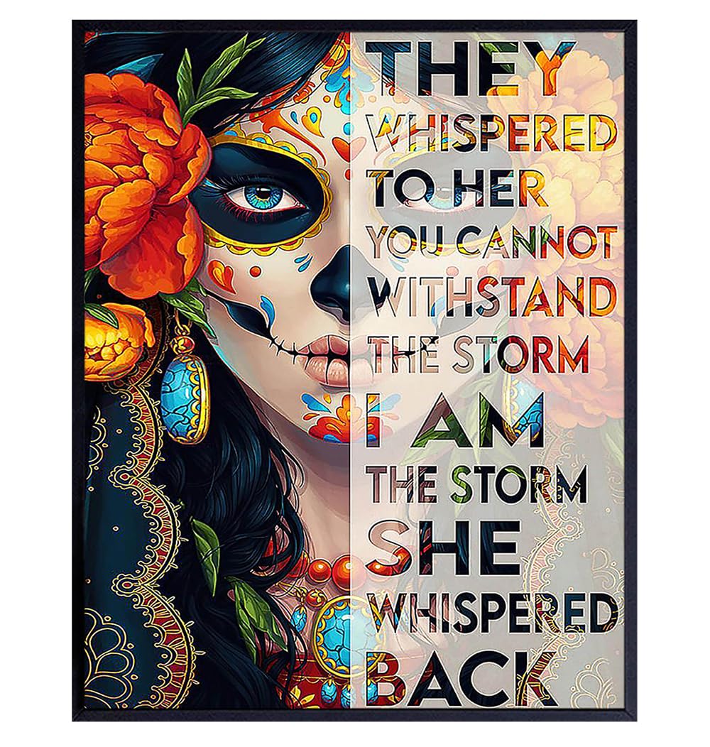 Mexican Art Regalos Para Mujer, Ninas - I Am the Storm Inspirational Wall Decor - Wall Art for Women Chicano Latinx Woman - Motivational poster