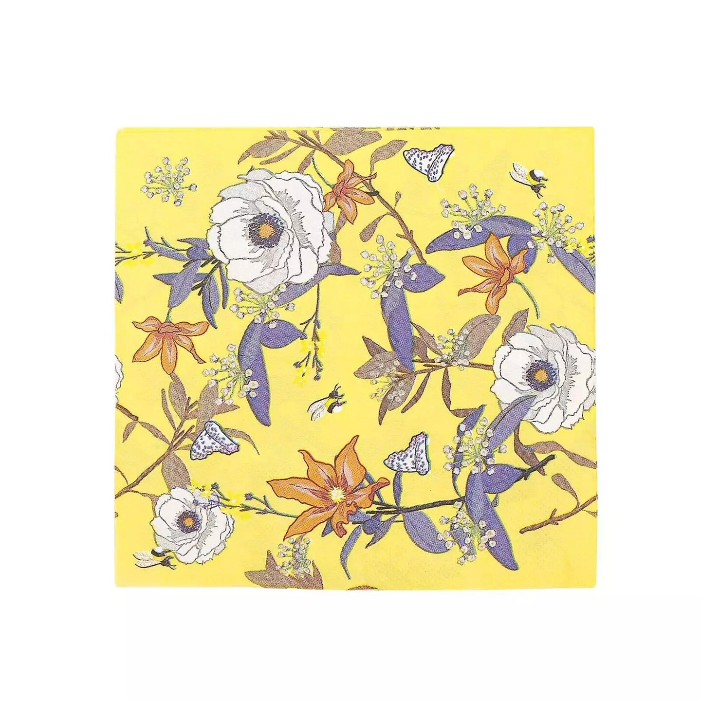 Yellow 20 Disposable 13" x 13" Floral Cocktail Paper Napkins Party Decorations
