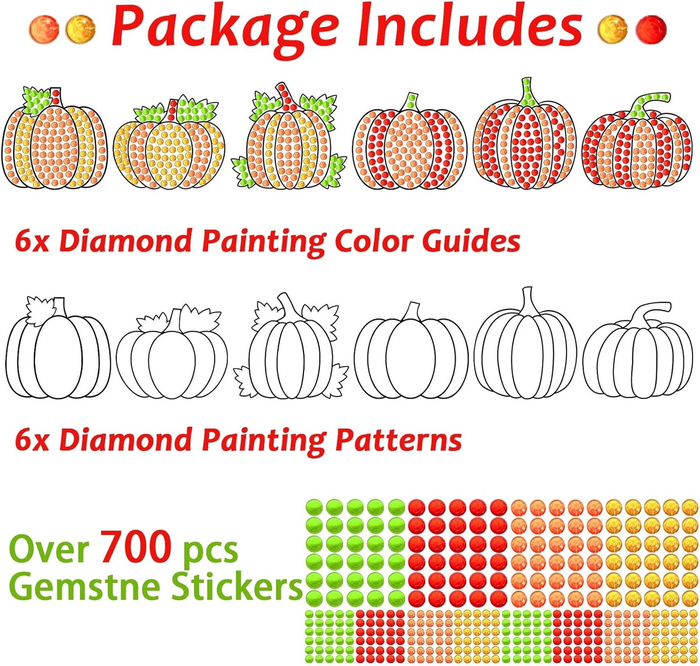 6 Pcs Fall Craft DIY Diamond Suncatcher Pumpkin Shape Art Crafts Suncatcher Kits for Kids, Fall Catcher Diamond Painting Kits for Kids Girls Boys