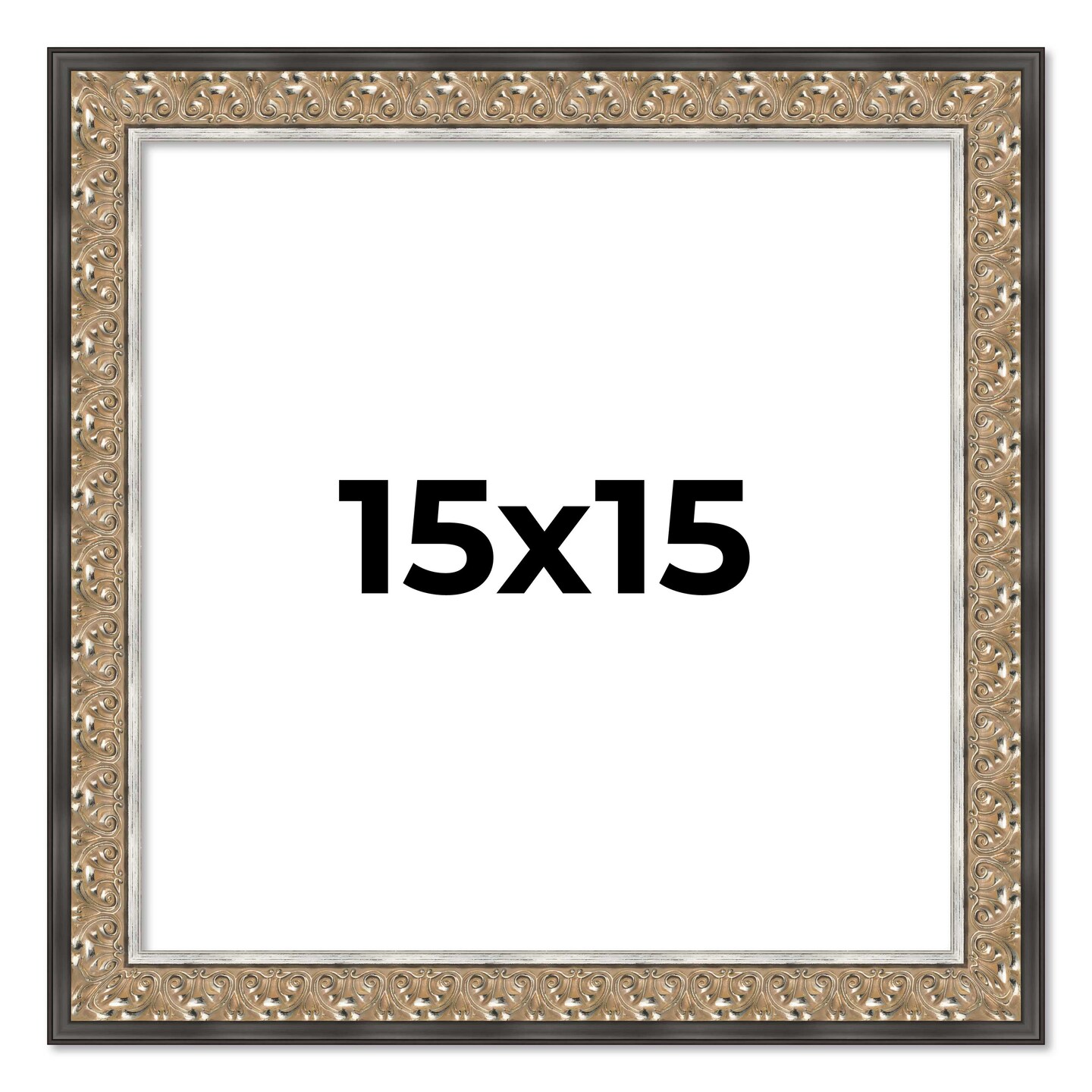 Square Ornate Silver Picture Frame - UV Acrylic, Foam Board Backing, Hanging Hardware