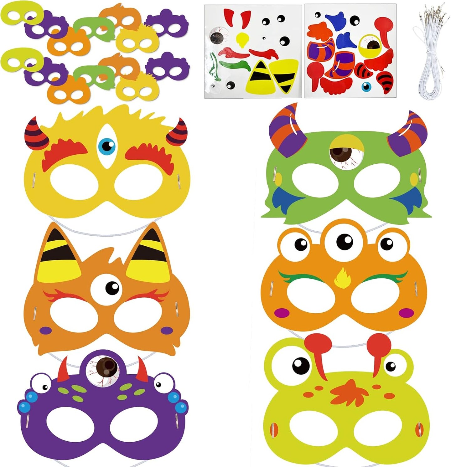 30 Packs Halloween Monster Masks Craft for Kindergarten Kids
