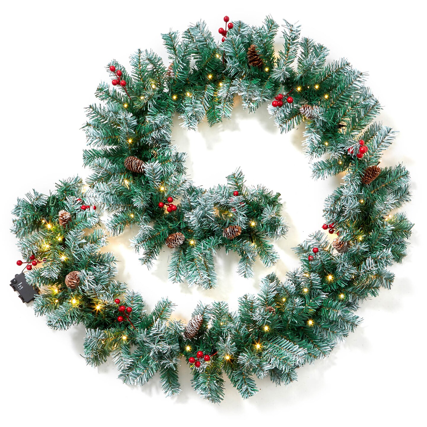 Casafield Pre-Lit Artificial Christmas Garland Indoor/Outdoor Holiday Decor