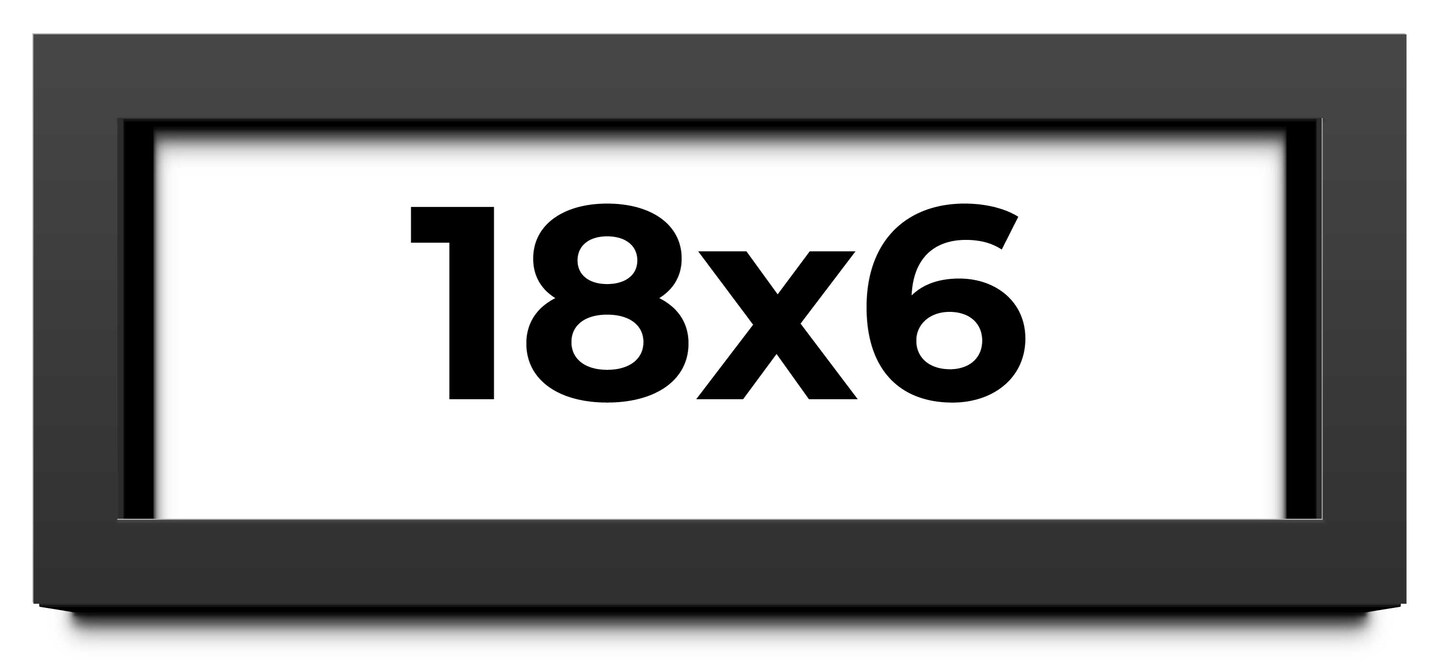 Panoramic Flat Black Picture Frame - UV Acrylic, Foam Board Backing, Hanging Hardware