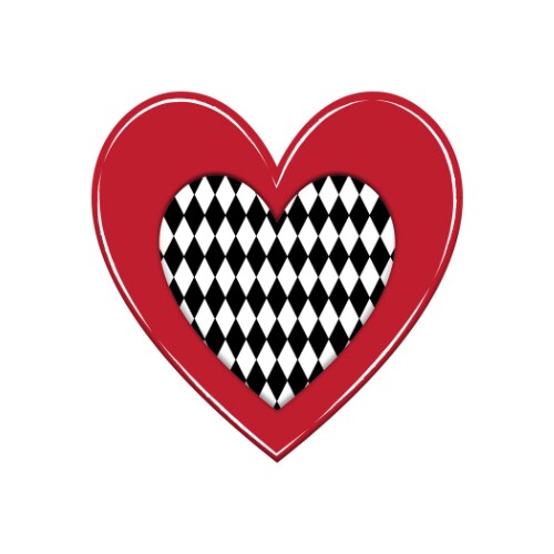 12" Harlequin Heart Metal Sign – Red, Black & White Decorative Wall Art | TCT Crafts Valentine's Day Décor -MD1375