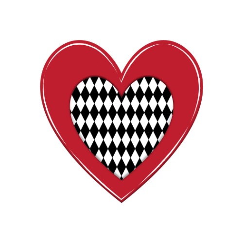 12&#x22; Harlequin Heart Metal Sign &#x2013; Red, Black &#x26; White Decorative Wall Art | TCT Crafts Valentine&#x27;s Day D&#xE9;cor -MD1375