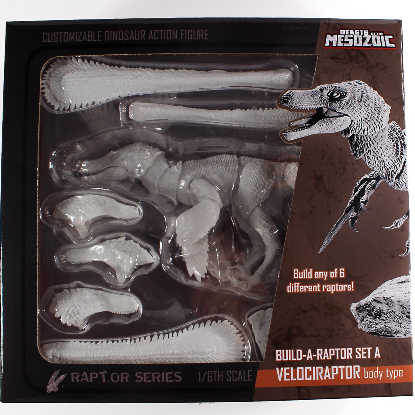 Beasts of the Mesozoic: Build-A-Raptor Set A: Velociraptor - 1/6th Scale Dinosaur Action Figure - 12&#x22; Unpainted, Customizable 24 Interchangeable Parts