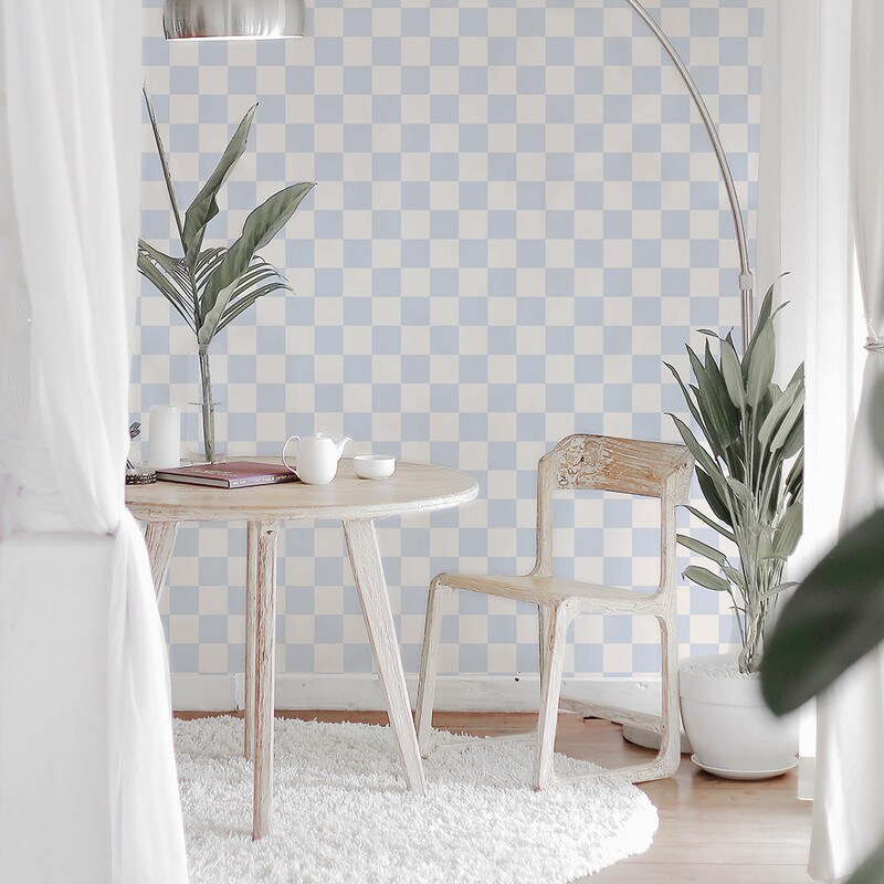 Tempaper Checkmate Peel and Stick Wallpaper Periwinkle Check