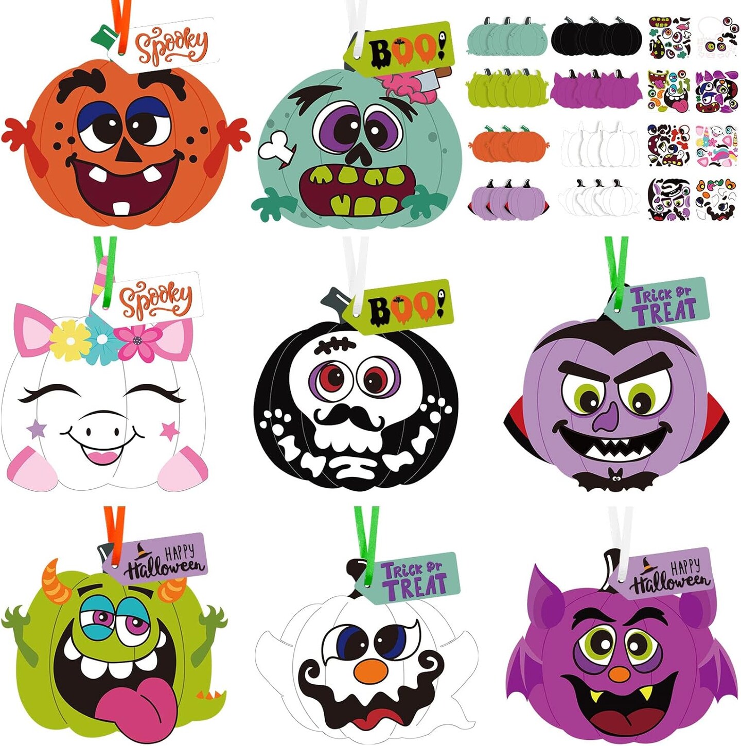 24 Pcs Halloween Crafts for Kids Pumpkin Craft Stickers