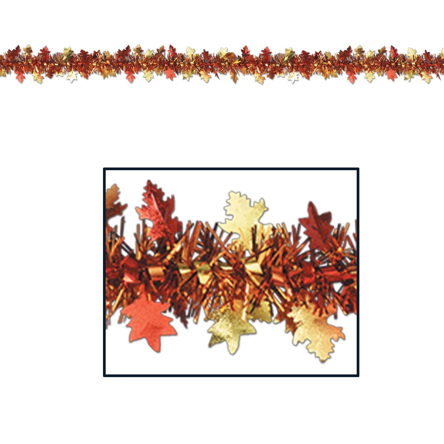 Beistle 1in. x 12Feet Standard Metallic Autumn Leaf Garland - 12 Pack