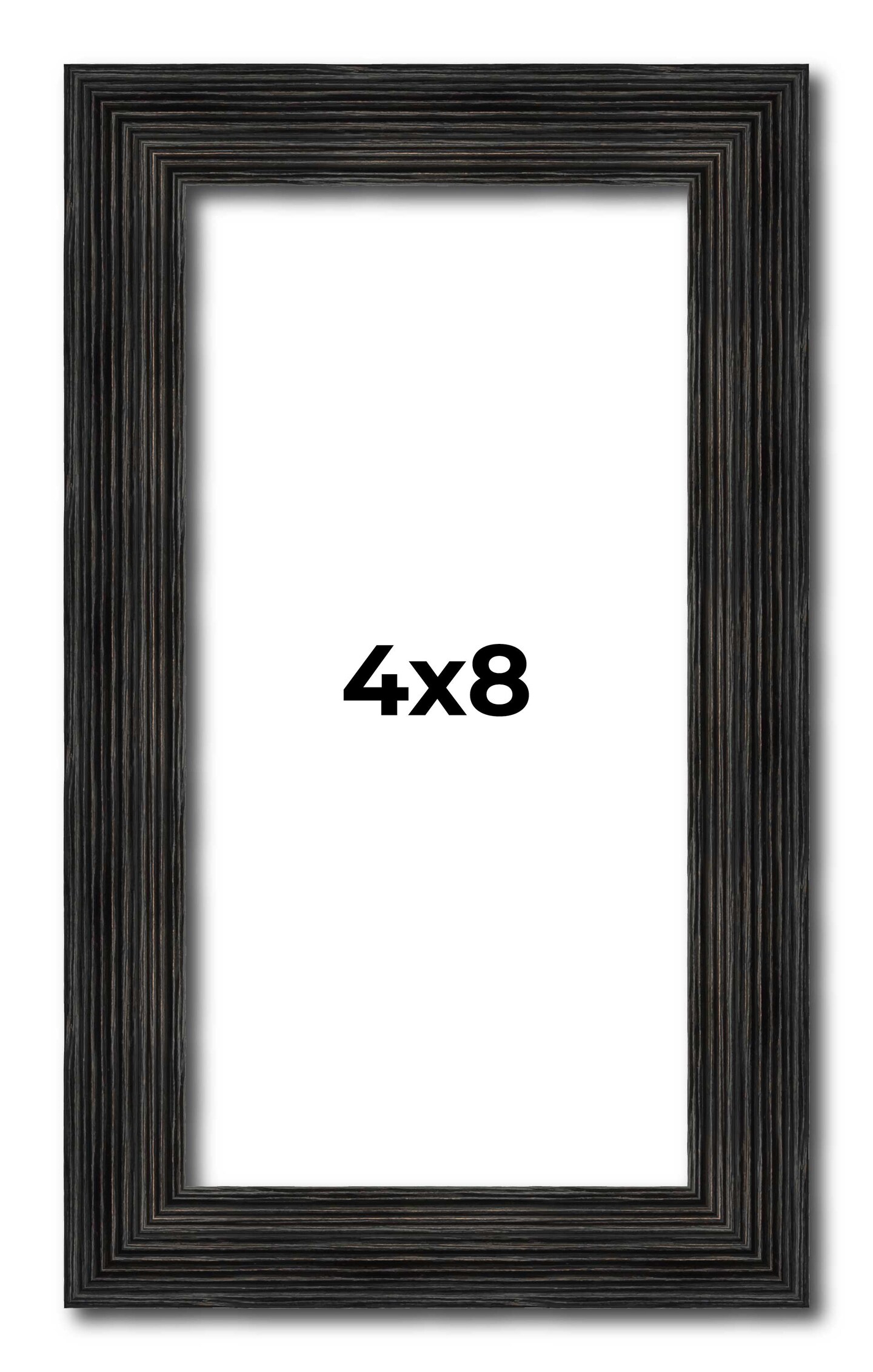 4x8 Thin Barnwood Picture Frame with UV-Resistant Acrylic & Acid Free Backing, Available in 2 Paint Finishes - Grey and Black