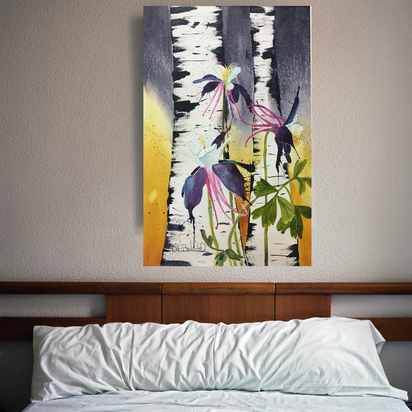 Aspen Trees with Blue Columbine Flowers - Fine Art Print