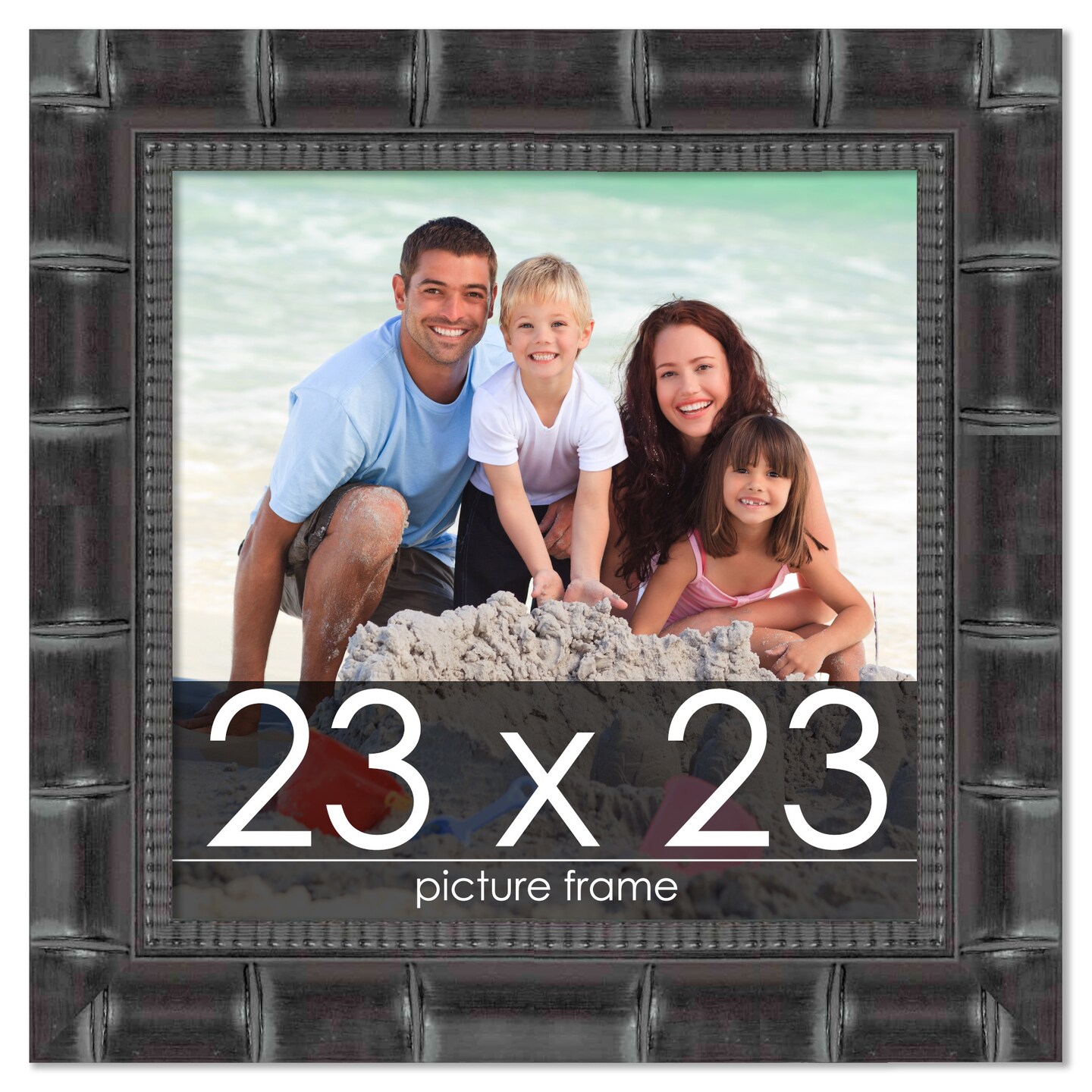 23x23 Black Wide Bamboo Picture Frame - UV Acrylic, Foam Board