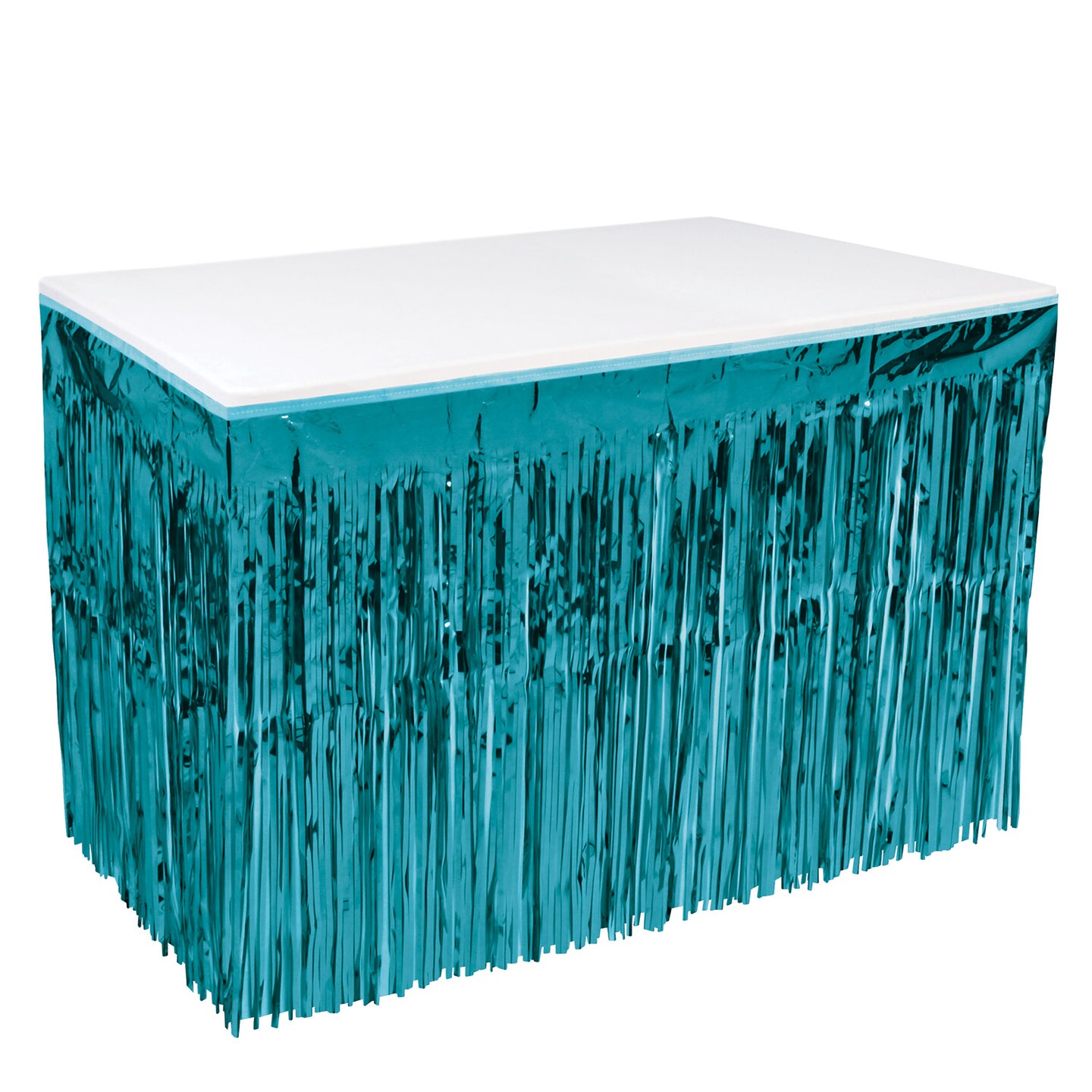 Beistle 30in. x 14Feet Teal Standard Pkgd 1-Ply Metallic Table Skirting - 6 Pack