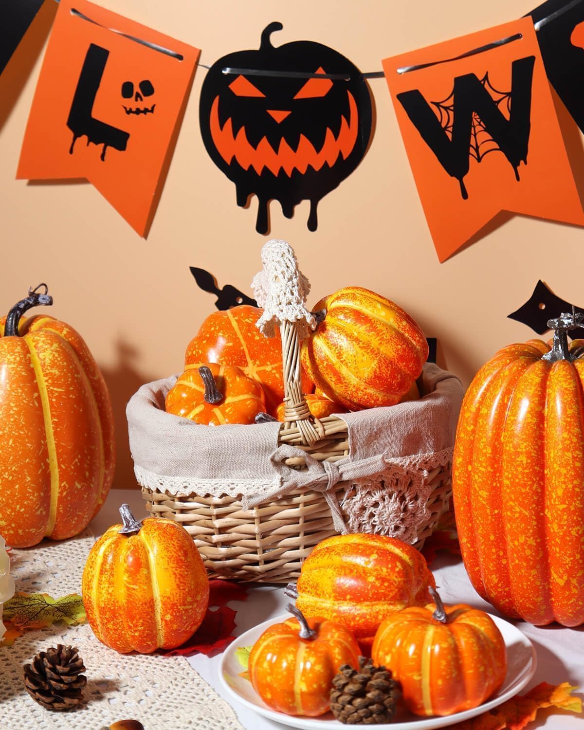 Assorted Orange Plastic Pumpkins for Decorating
