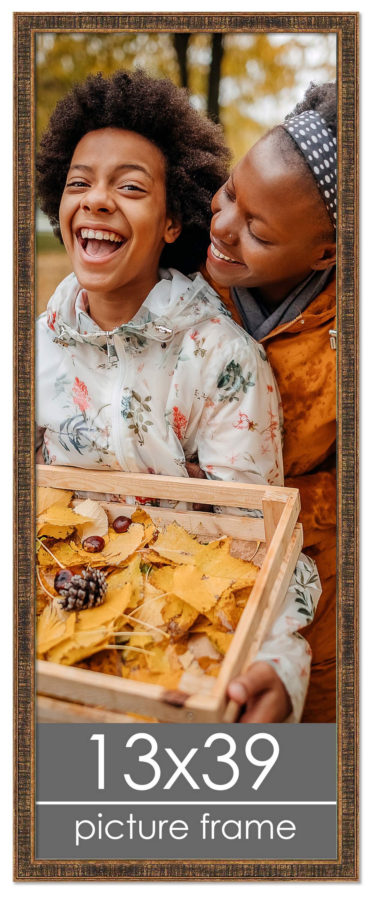 Panoramic Textured Gold Picture Frame - UV Acrylic, Foam Board Backing, Hanging Hardware