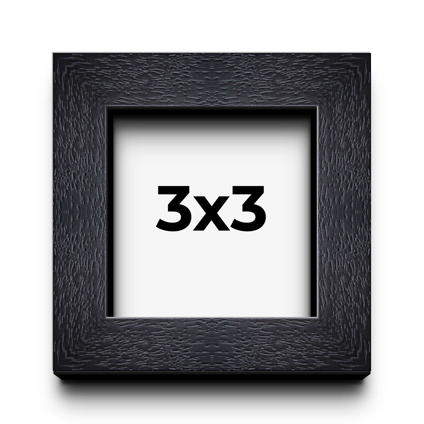 3x3 Shadow Box 1" Depth Picture Frame with UV-Resistant Acrylic & Acid Free Backing, Available in 3 Finishes - Black, Grey, White