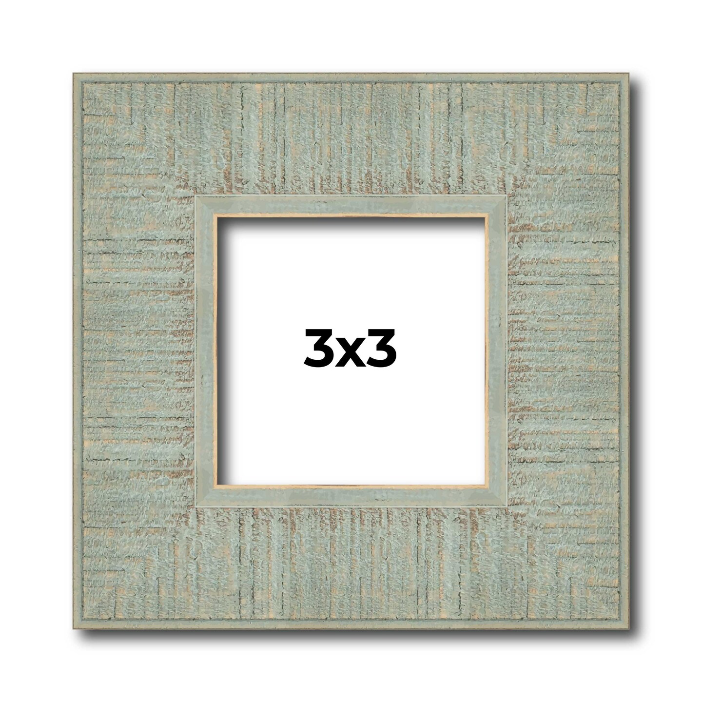 Square Sculpted Blue Picture Frame - UV Acrylic, Foam Board Backing, Hanging Hardware