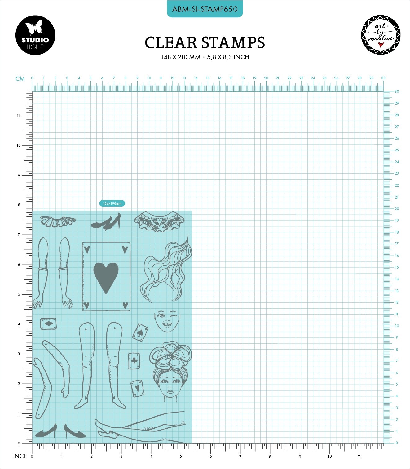 Art By Marlene Signature Collection Clear Stamps-Nr. 650, Playing Card Women