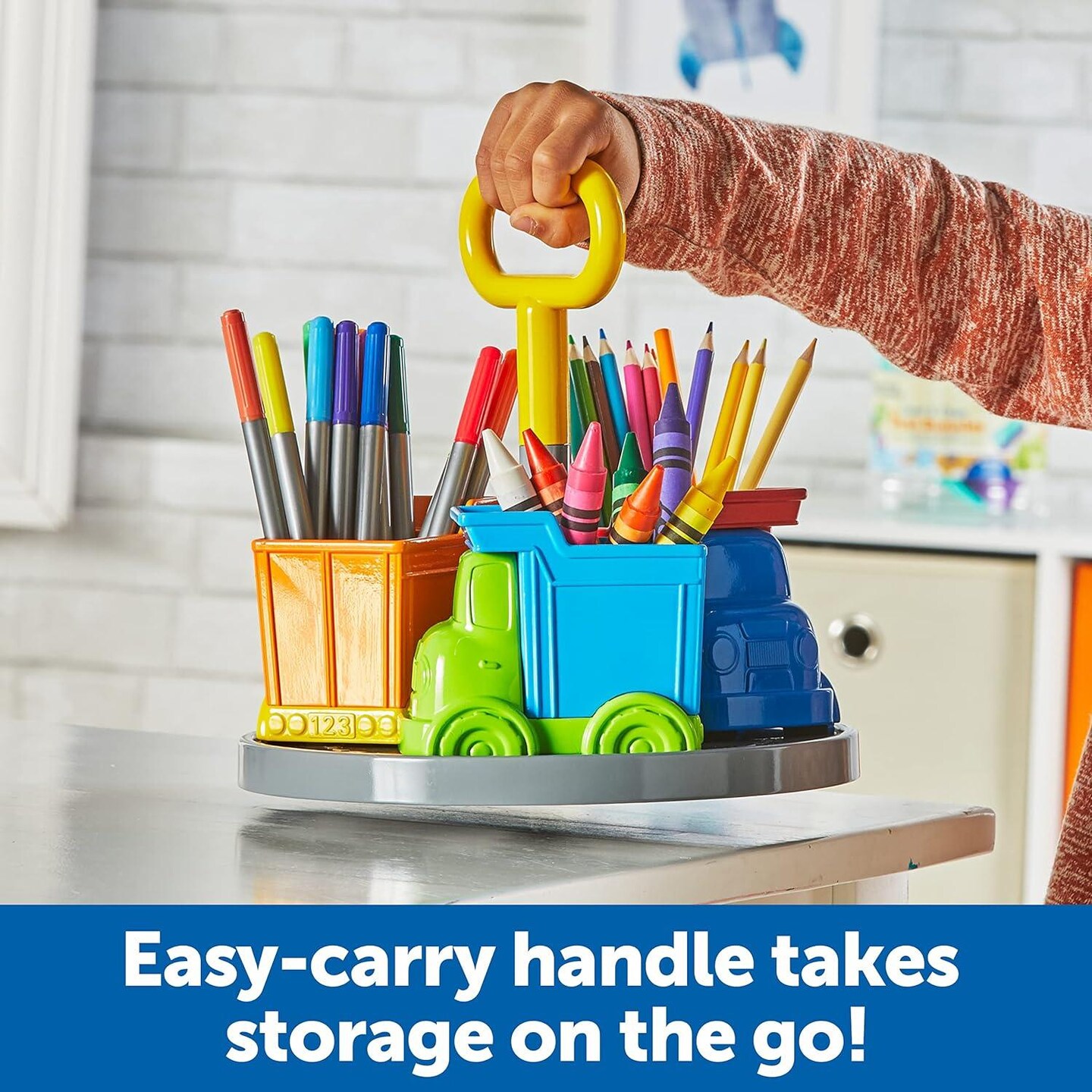 5 Pieces, Kids Art Supplies Organizer, Storage Caddy for Kids,Crayon Organizer : Trucks