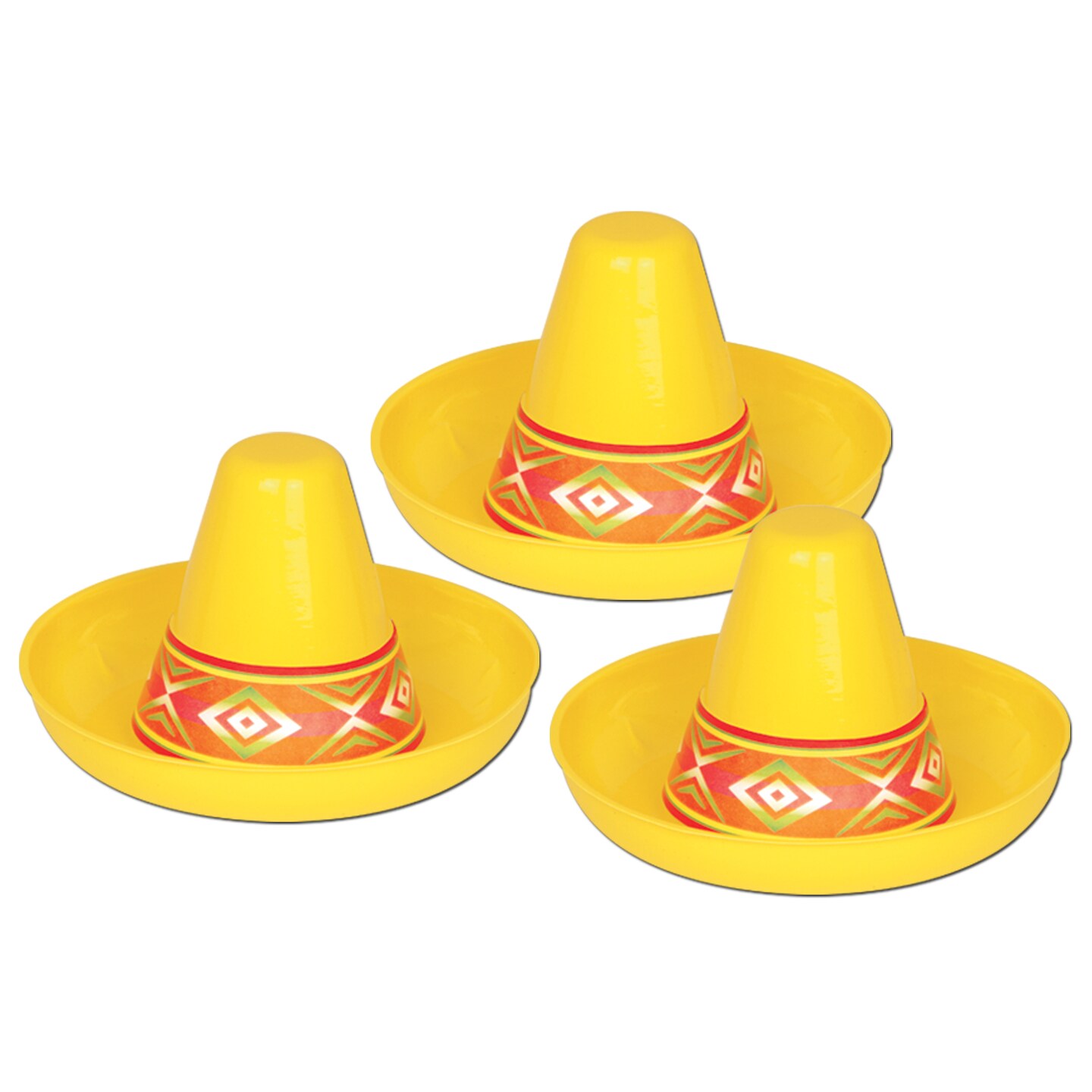 Beistle 4½in. x 3¼in. Miniature Yellow Plastic Sombrero - 48 Pack