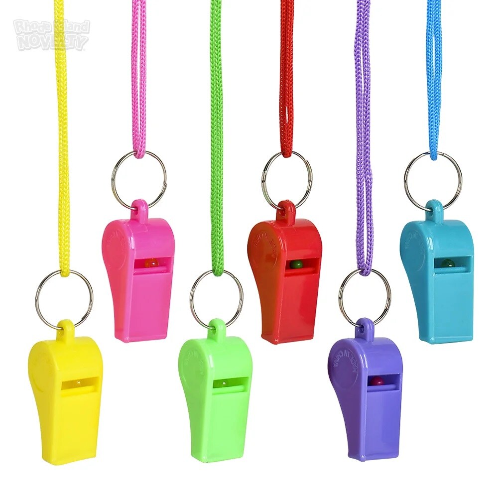 Rhode Island Novelty 2&#x22; Neon Whistle Necklace 12Pack