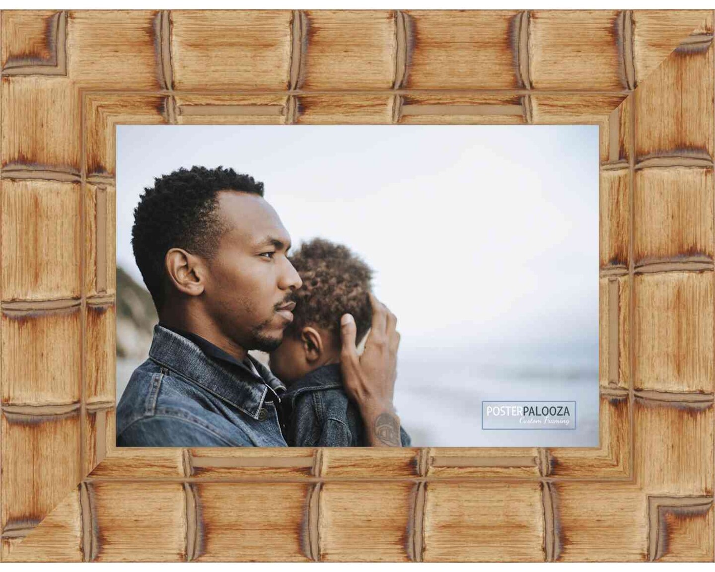 11x8.5 Wide Bamboo Picture Frame with UV-Resistant Acrylic &#x26; Acid Free Backing, Available in  4 Finishes - Brown, Black, Silver, and Natural