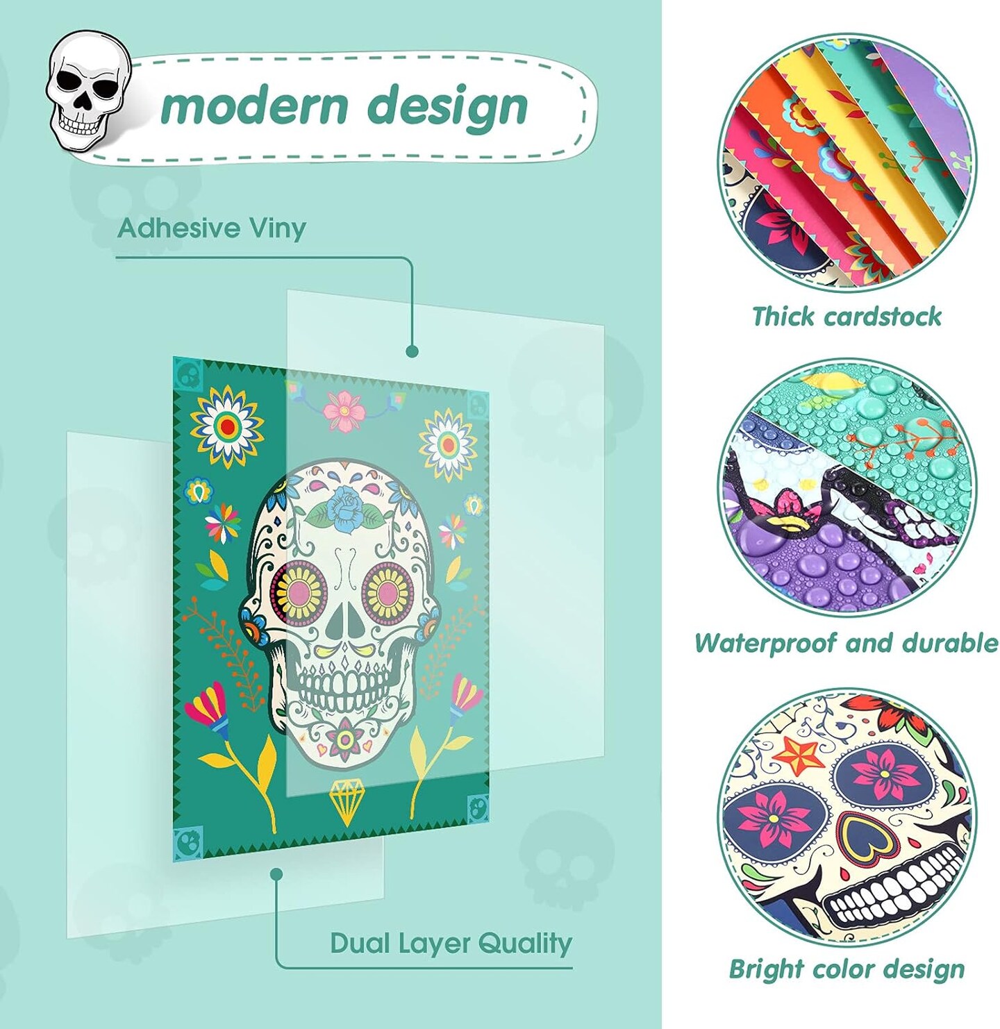 6 Pieces Sugar Skull Wall Art Decorations