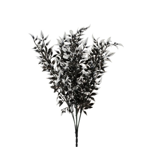 17.25&#x22; Black &#x26; White Halloween Plastic Leaf Bush &#x2013; Spooky Decorative Stem | TCT Crafts -HH129850