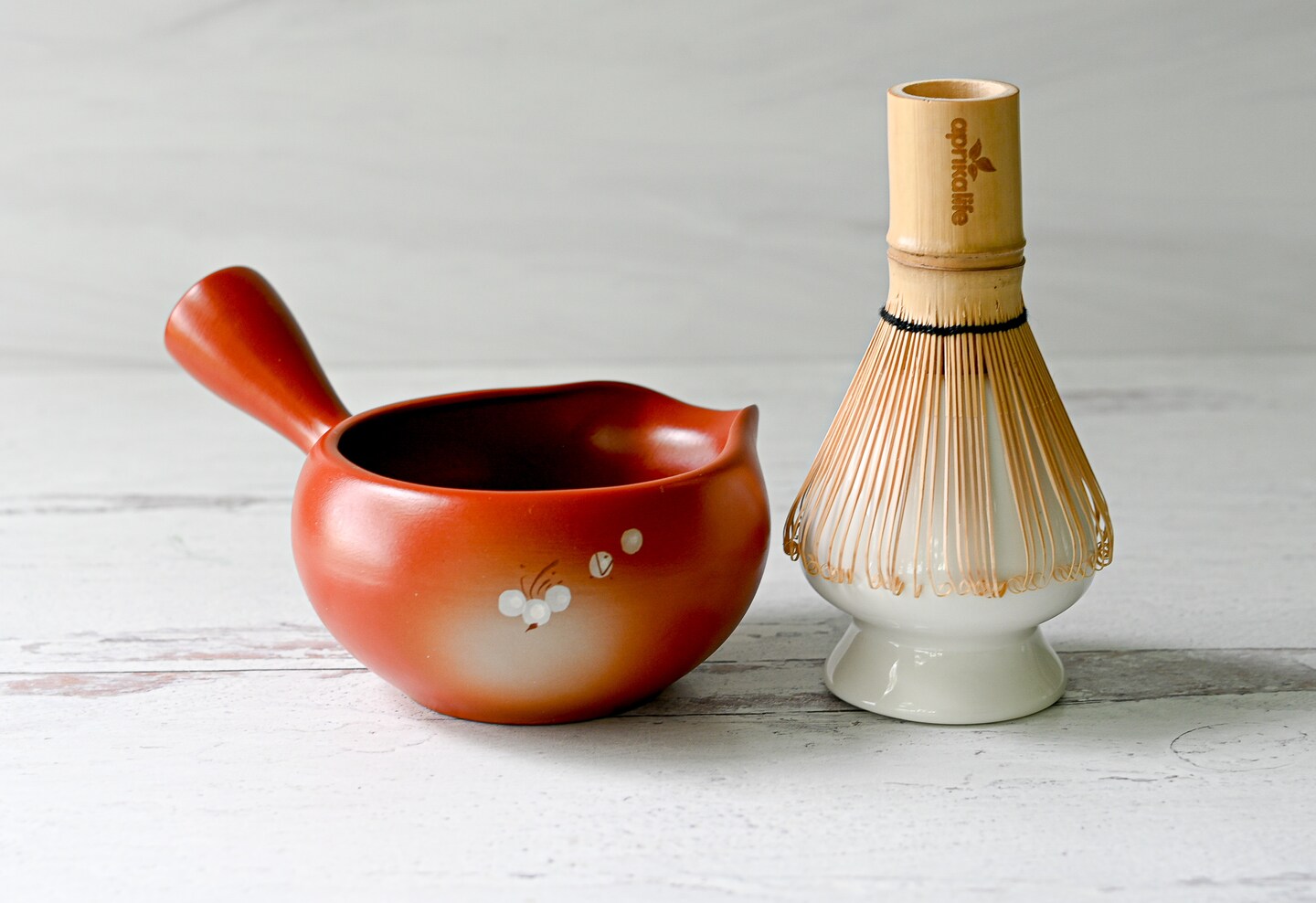 Handcrafted Ceramic Red Matcha Bowl with Spout and Handle Tea Set from Japan (Bowl, Whisk, Whisk Holder, Matcha) - Christmas Gift product 3