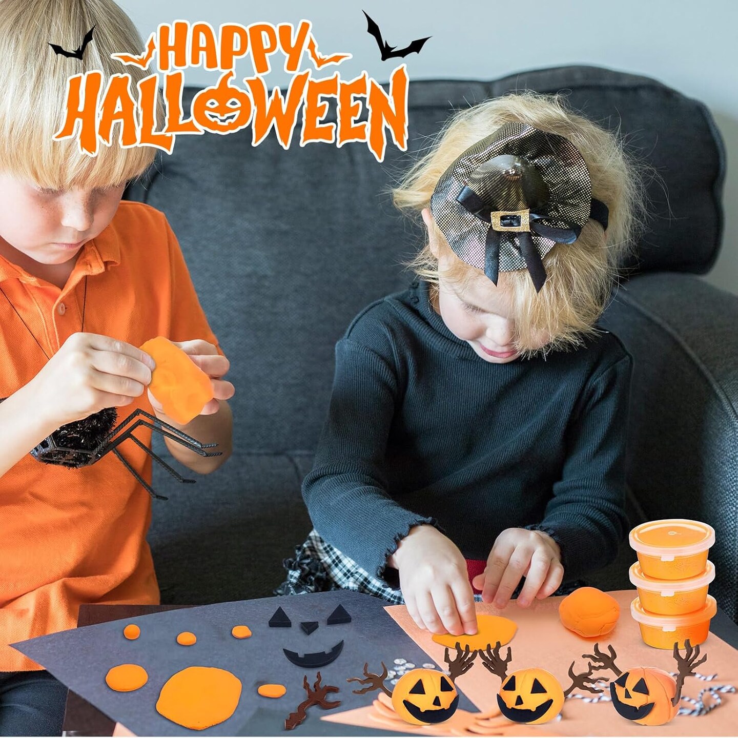 Pumpkin Craft Kits Halloween Crafts Moldable Clay Halloween Mini Wooden DIY Pumpkin Craft Kits Jack O Lanterns for Gift Favors Activity