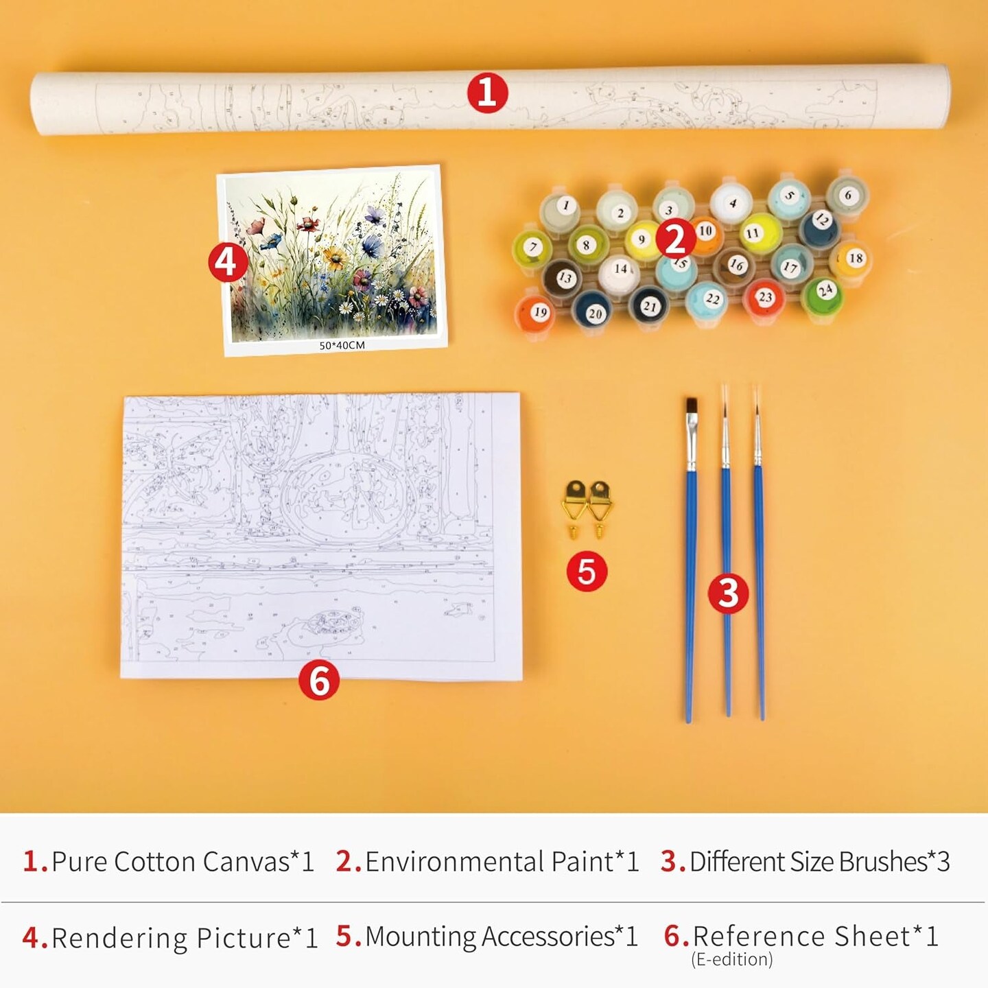 Paint by Number for Adults Wildflower DIY Painting by Numbers Kits Flowers Adult Paint by Number Kits on Canvas Adults&#x27; Paint-By-Number Kits Floral Paint by Numbers Home Decor, 16 X20 Inch