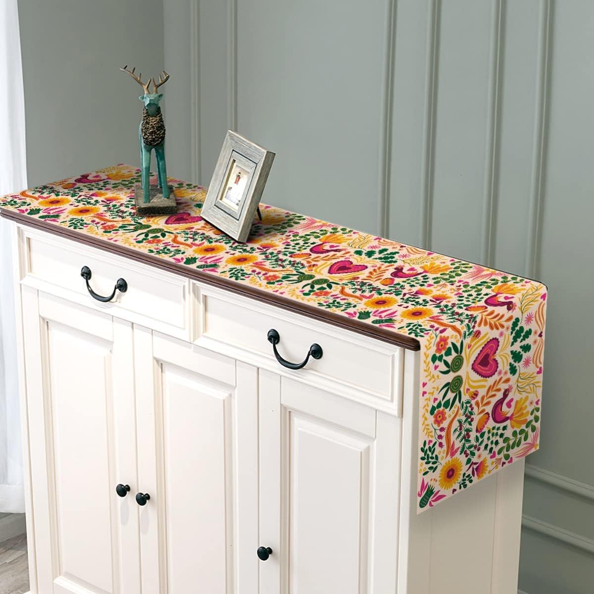 Mexican Cinco De Mayo Table Runner Mexico Fiesta Party Day of The Dead Decoration Home Kitchen Dining Room Decor 108Inches Long